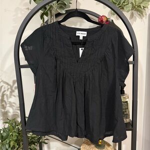 Steve Madden Black Boho Peasant Top | Flowy Cotton Blouse Size S NWT